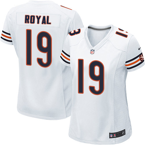 Women's Elite Eddie Royal Nike Jersey White Road - #19 NFL Chicago Bears